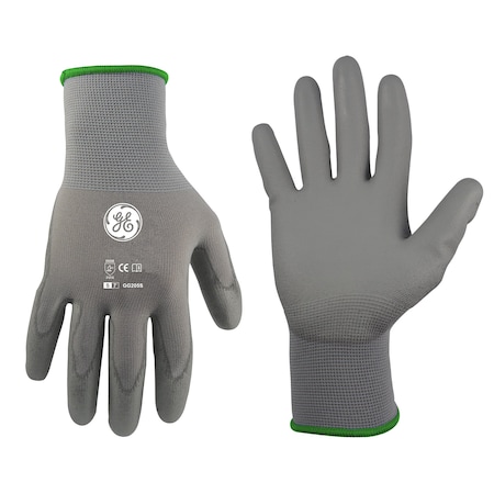Ge PU Dipped Gloves, Polyurethane, Gray, S GG205SC